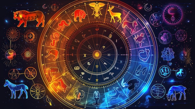 Photo all zodiac signs arranged in a circle