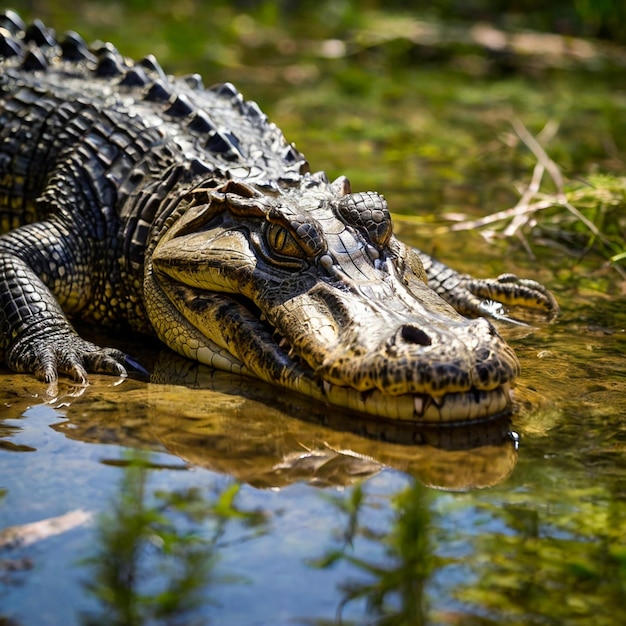 Alligator crocodile reptile animal wildlife fake photo illustration art