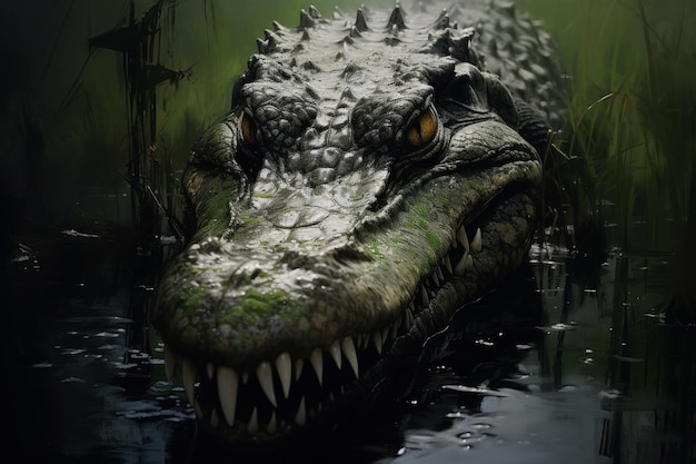 Alligator head Tropical reptile wild Generate Ai