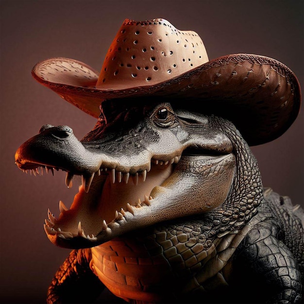 alligator wearing a cowboy hat