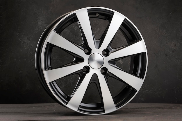 Alloy wheels auto parts on a black background