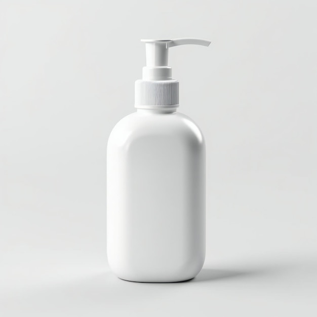 AllWhite Rounded Soap Bottle Mockup on White Table