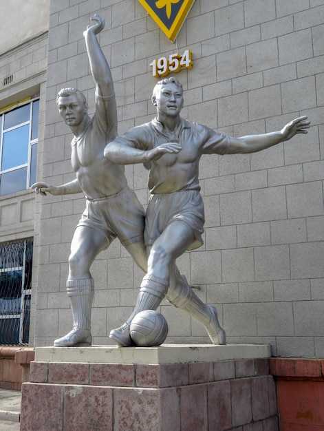 Almaty Old sculpture of football players