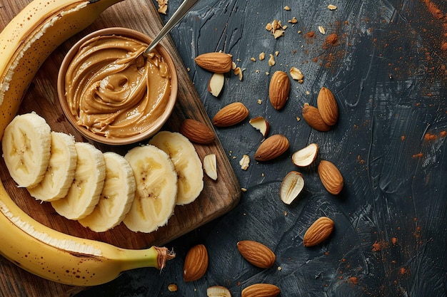 almond butter with banana slices