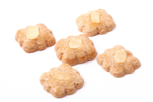 Almond cookies isolated closeup