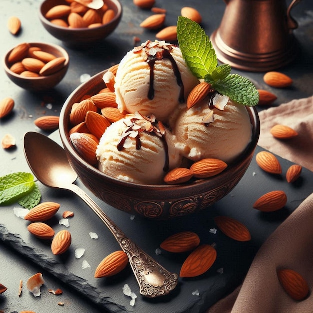 Photo almond ice cream