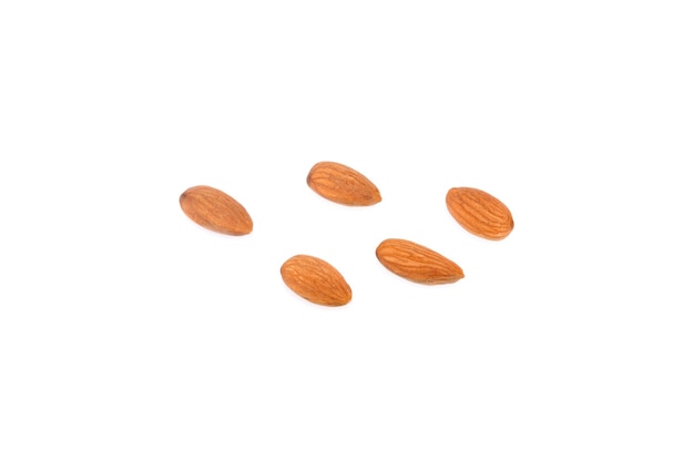 Almond nuts on a white background