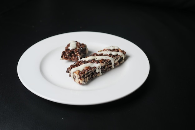 Almond Raisin and oat protein bars on table