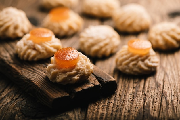 Almond Sicilian pastry on wooden background