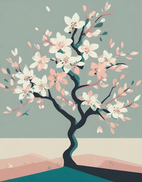 Almond tree illustration