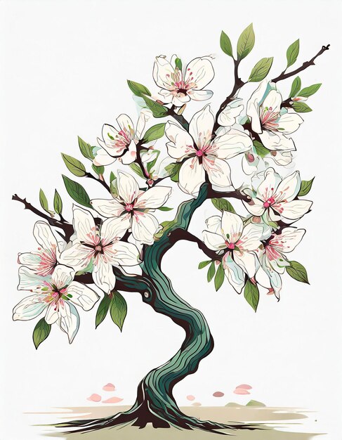 Almond tree illustration