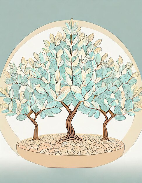 Almond tree illustration