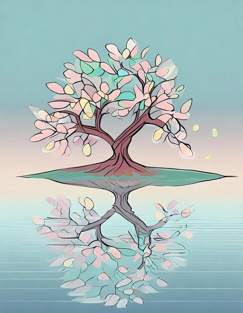 Almond tree illustration