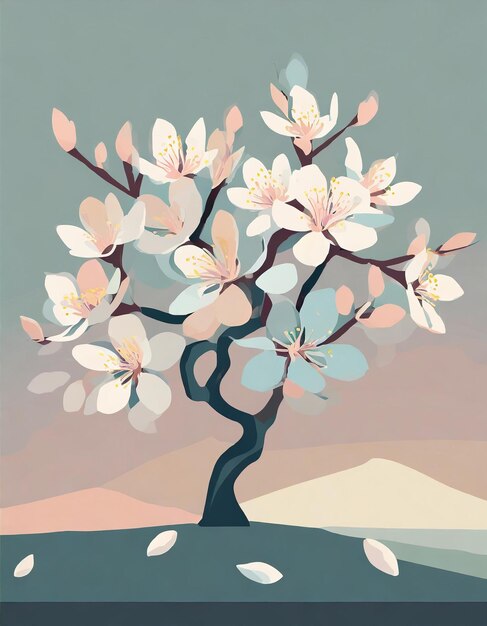 Almond tree illustration