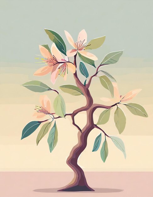 Almond tree illustration