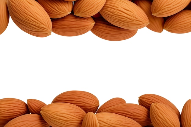 Almonds on white background Generative AI