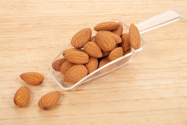 Almonds on white background. Healty food concept.