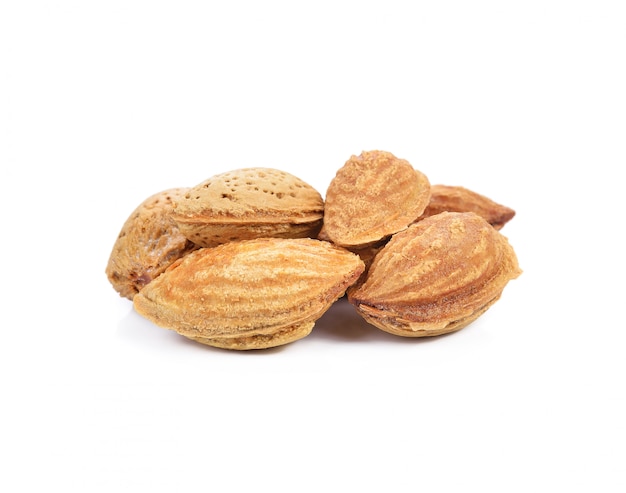 Almonds on a white background