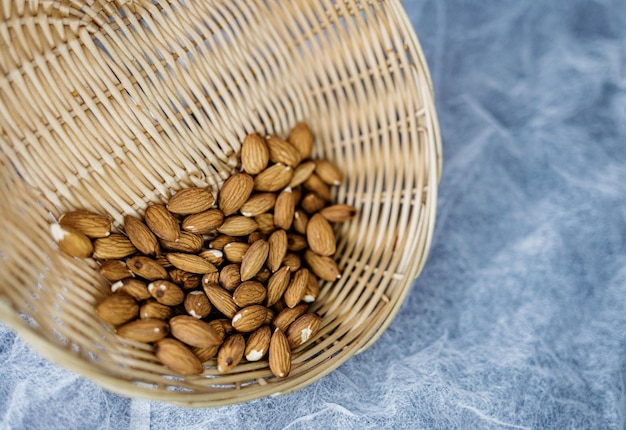 Almonds in a wicker basket