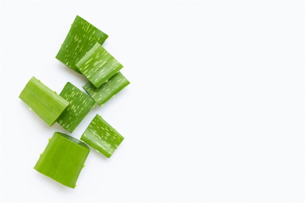 Aloe Vera cut pieces on white