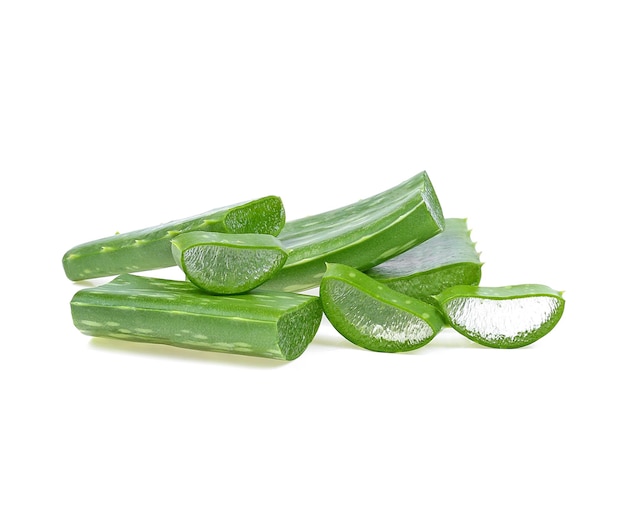 Aloe vera fresh leaf isolated on white background