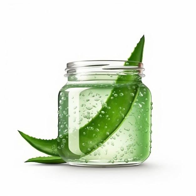 Aloe vera in a glass jar with water