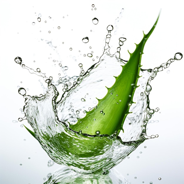 Aloe vera splash in water on white background generative AI