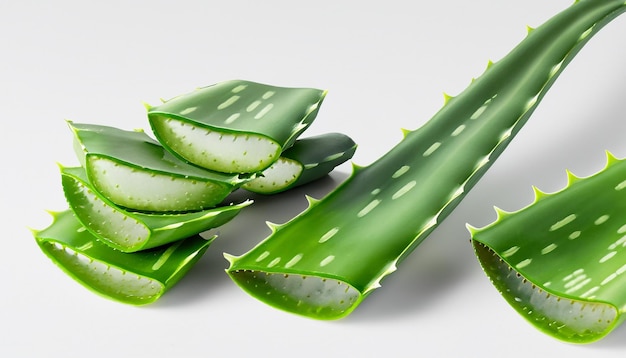 Aloe vera on a white background natural care products moisturizing and skin care