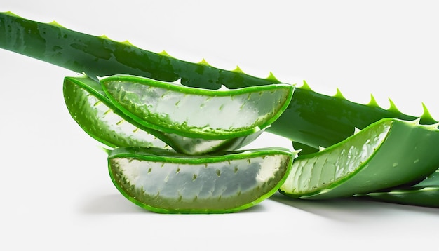 Aloe vera on a white background natural care products moisturizing and skin care