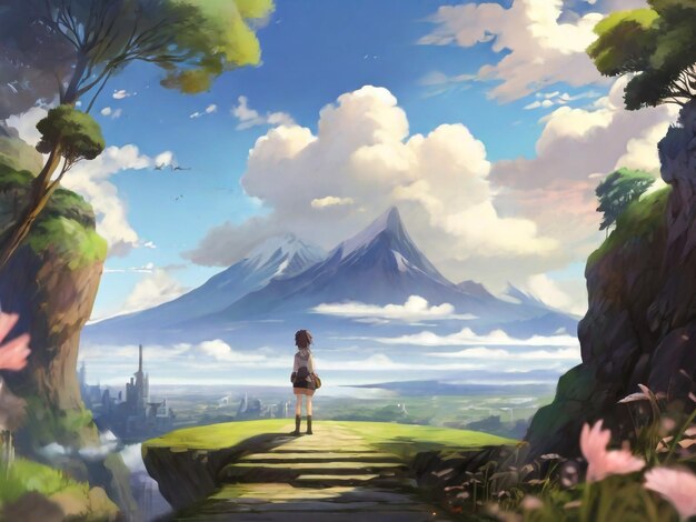 alone anime boy watching city sky digital art painting anime art Graphics backgrounds anime characters anime wallpapers cartoon fantasy