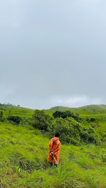 Alone man looking for mountains top views