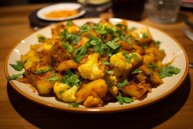 Photo aloo gobi for a delightful dinner yummy delicious aloo gobi food image photography