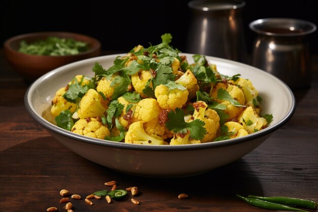 Aloo Gobi with a drizzle of lemon juice and fresh c