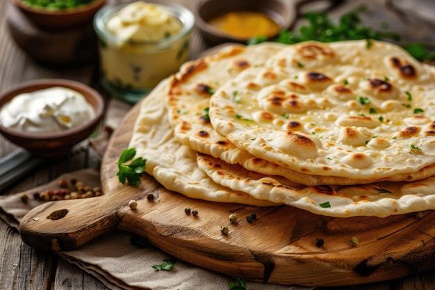 Aloo Paratha with Butter or Curd on Plate