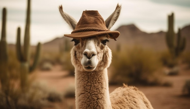 Alpaca grazing on mountain pasture woolly beauty generated by AI