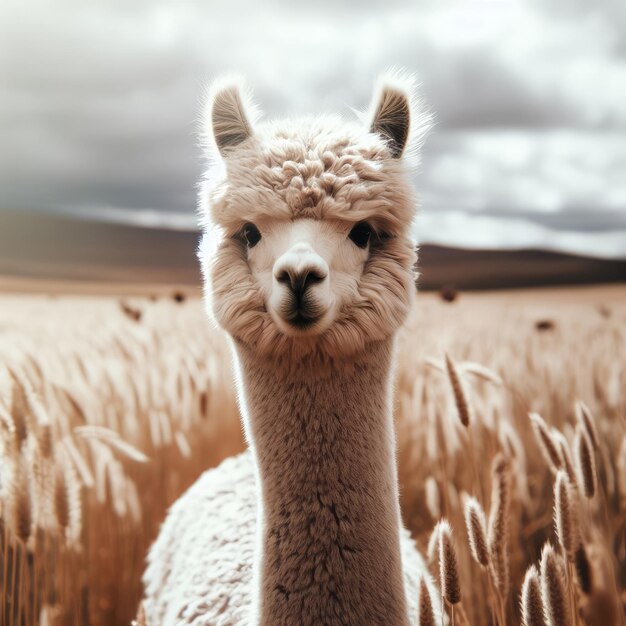 alpacas looking at camera in the field