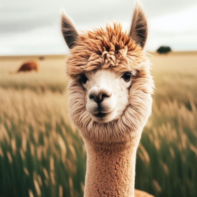 alpacas looking at camera in the field