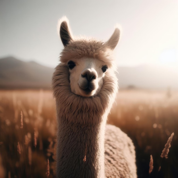 alpacas looking at camera in the field