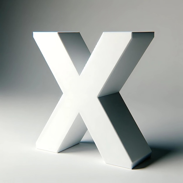 Photo alphabet 3d letter x white and silver