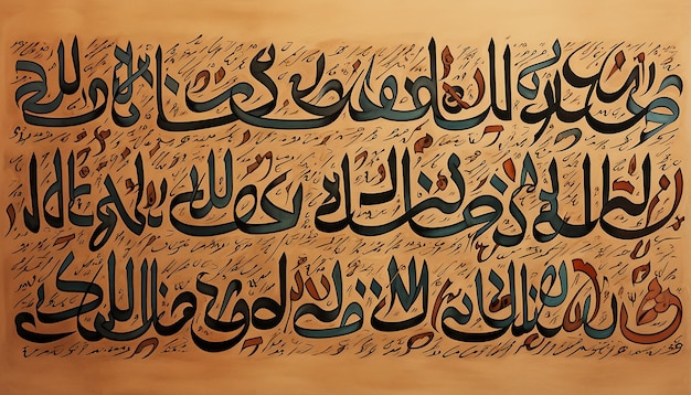 Photo the alphabet arabic hand writing in an old paper