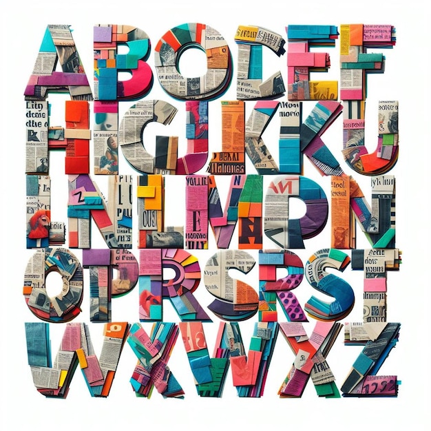 Alphabet design newspaper style