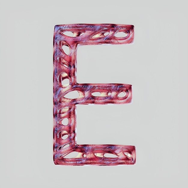 Photo alphabet of e with 3d design