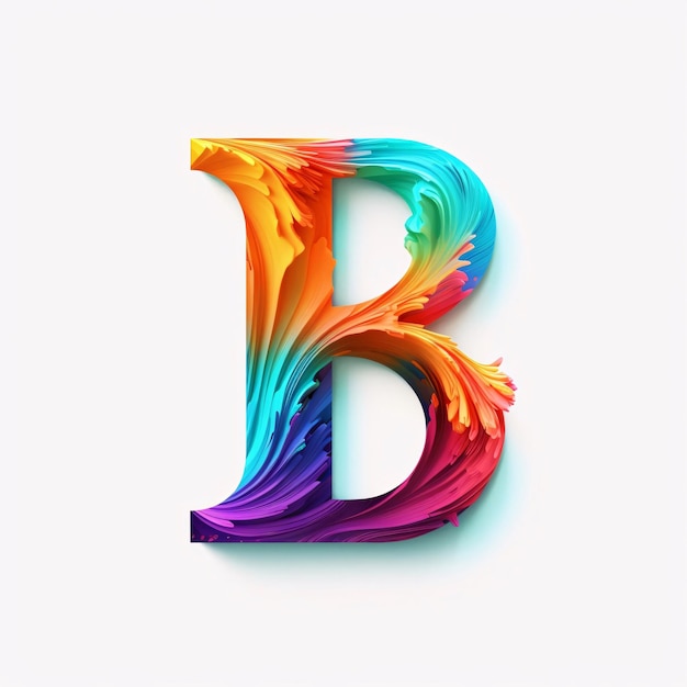 Alphabet letter B in the form of a colorful brush strokes Vector illustration