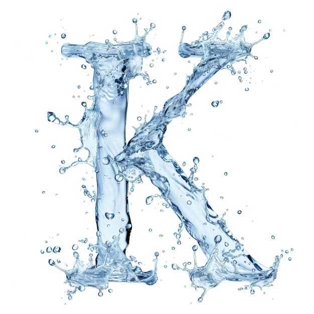 Alphabet letter K Splash of water takes the shape of the letter K representing the concept of Fluid