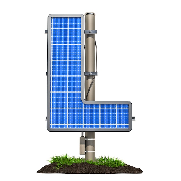 Alphabet letter L Solar panel in shaped of letter L 3D rendering