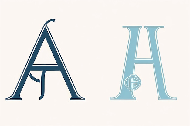 Photo alphabet letters or initials the af fa a and f logo monograms are blue