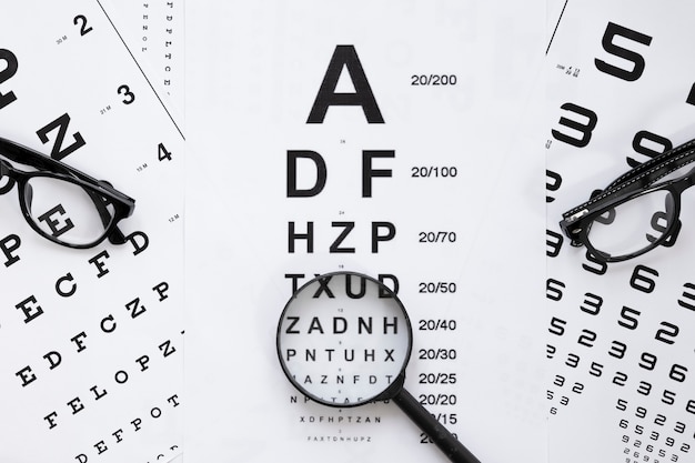 Alphabet and numbers table for optical consultation