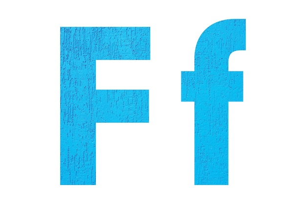 Alphabet uppercase and lowercase letters F with wall texture Blue letter F in upper and lower case isolated on white backgroundxA