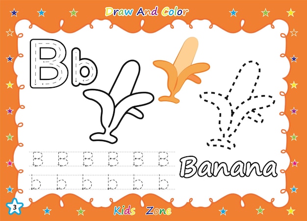 Alphabet a-z exercise with cartoon coloring book kids.