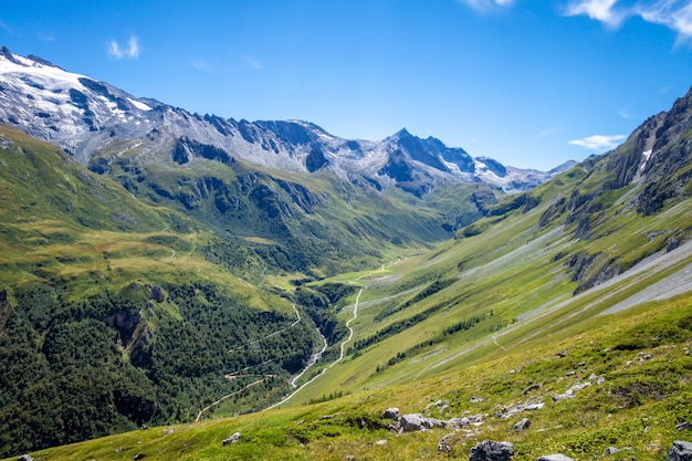 Alpine glaciers and mountains landscape in Pralognan la Vanoise. French alps.